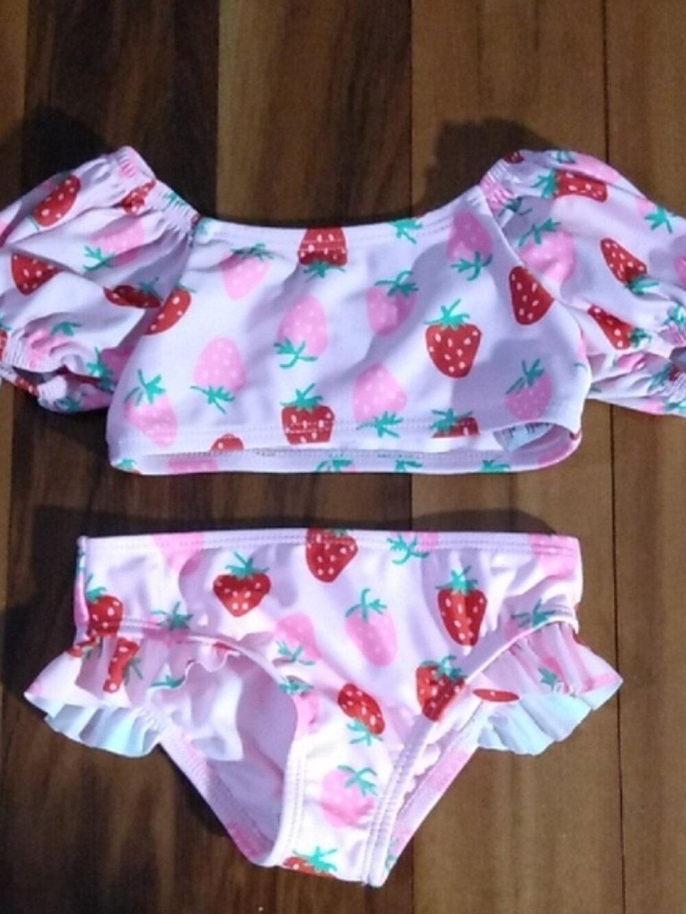 NWOT Wonder Nation 12 Months Baby 2 PC Swimsuit Bikini Set With Strawberry Print